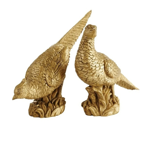 Pier 1 Gold Pheasant Bird Sculpture (Flawed) - Picture 2 of 10